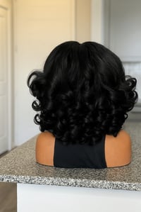 Image 4 of PEYTON| 12”  Pre-Plucked Curly Lace Front Wig Sweetheart Hairline -Effortless Glam 