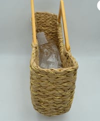 Image 2 of Handcrafted Straw Handheld Bag with Gold Trimming