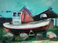 Image 1 of Painting / maleri / "ISLANDS BRYGGE – Malerdrømme og tankestreger – Nokken II" / 60x80 cm