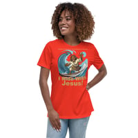 Image 12 of I Ride With Jesus Surfing Dark Women's Relaxed T-Shirt