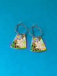 Image 2 of Embossed Floral Vintage Tin Earrings