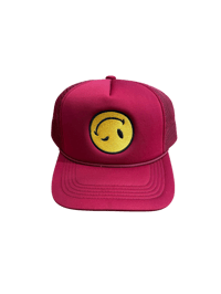 Burgundy big face trucker 