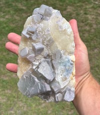 Image 8 of Large QR Code Fluorite On Druzy Quartz Matrix Specimen #2628