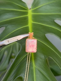 Image 5 of Gold Cherry Rhodonite Rectangle Crystal Necklace