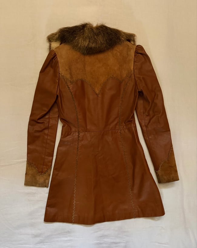late 1960s Burray Olson handcrafted leather suede and fur whipstitched jacket