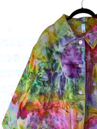 Image 7 of 1X PLUS 100% Cotton Oversized Chore Coat in Euphoria Watercolor Ice Dye