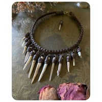 Image 1 of The Empress Necklace - Pastel Hair Quartz and Dark Brown Leather