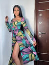 Jeane African Print Midi Dress With Invisible zipper