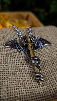 Image 4 of 👑The Armored Kingdom Blade of the Dragonlord Necklace 316L Stainless Steel High-Polish Silver
