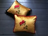 Gold Velvet Red Rose Cushion