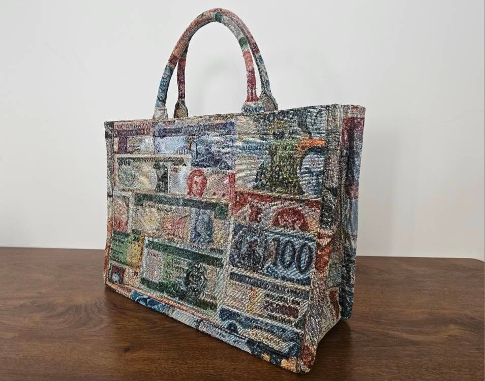 Foreign Currency Tapestry Purse 