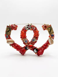 Image 1 of I AM The Altar Red Heart Shaped Santa Muerte Earrings  