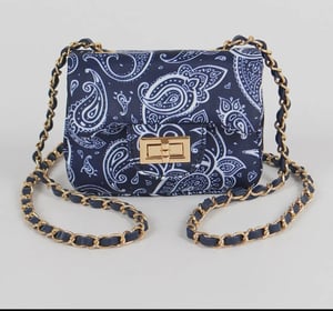 Navy Bandana Print Mini Cross Body Bag