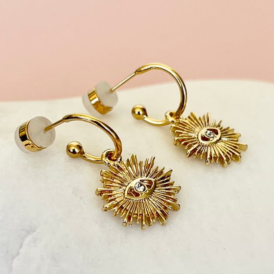 Image of Gold Half Hoops - Sunburst eye