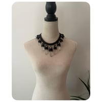 Image 3 of The Empress Necklace XL - Clear Quartz Crystals and Kodiak Black Leather