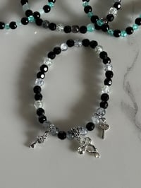 Image 7 of Midnight Glitz Black and Teal Tumbler Bracelet Stack