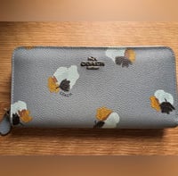 Image 3 of Coach Light Blue Floral Zip long Wallet 
