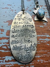 Image 13 of sterling silver necklace with hand engraved Rumi quote by peaces of indigo