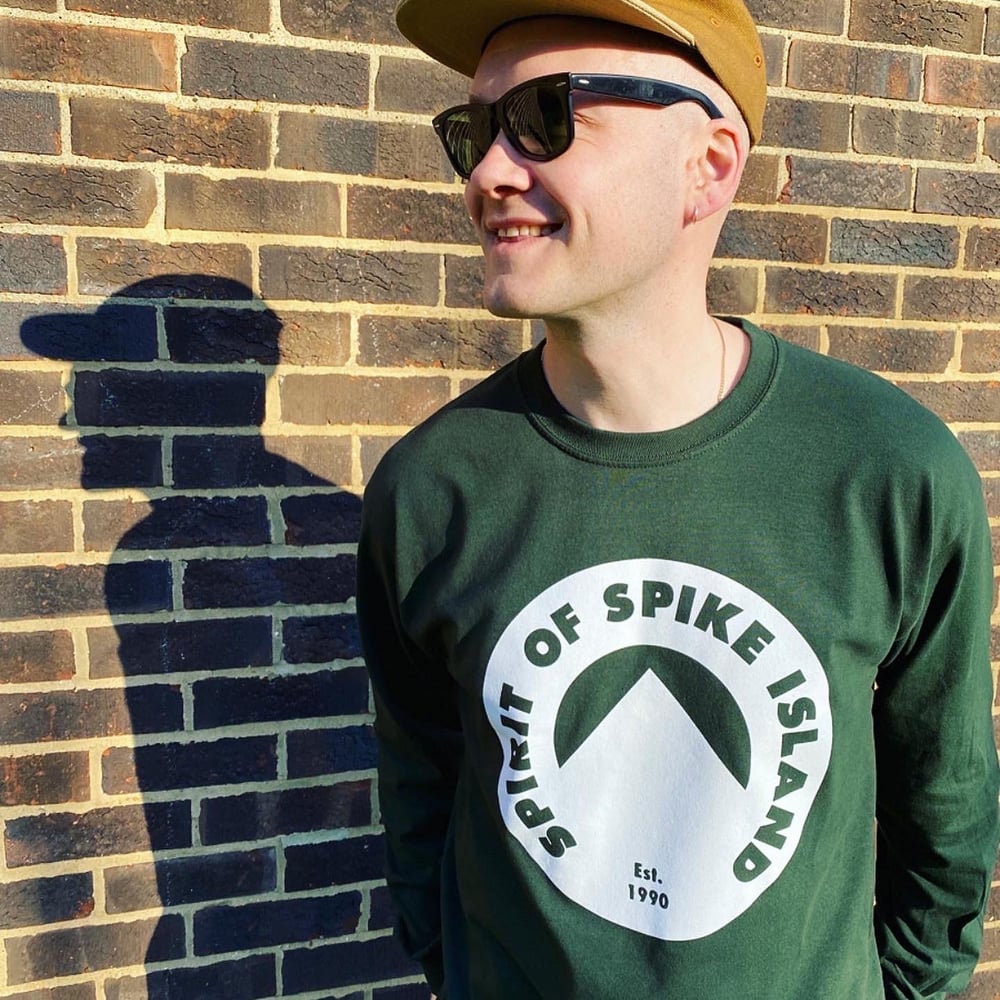 Image of Bottle green long sleeve with Spirit Of Spike Island logo