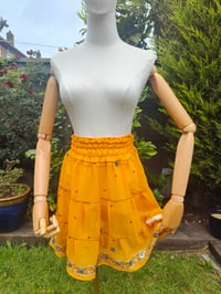 Image 4 of Boho sari beach skirt - Yellow