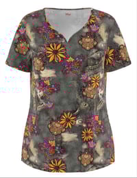 Image 4 of DISTRESSED PRINTED SCRUB TOP