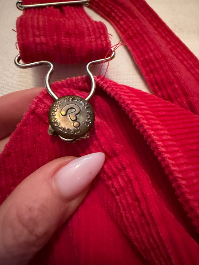 1970s red N'est ce Pas fitted overalls  jumpsuit 