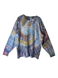 Image 3 of XL Unisex Adult Soft Long Sleeve Tee in Muted Spiral Ice Dye