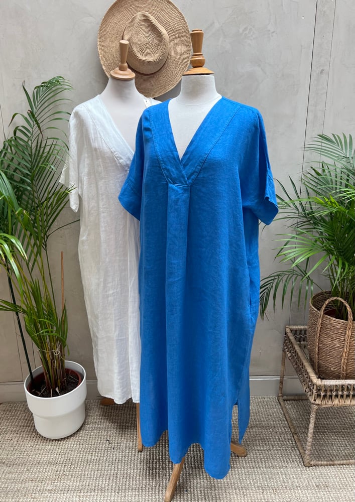 Image of Robe En Lin Diane Bleu Céleste