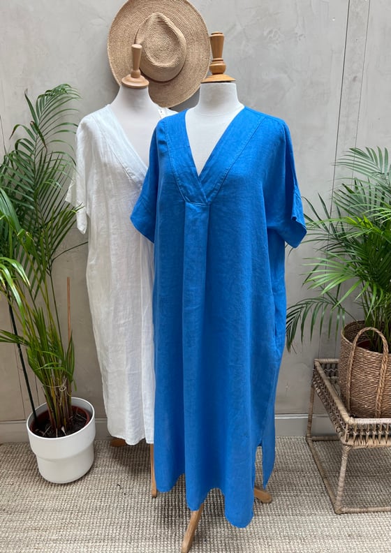Image of Robe En Lin Diane Bleu Céleste