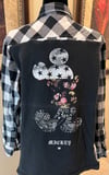 Vintage Black/White Flannel Shirt Mickey Mouse