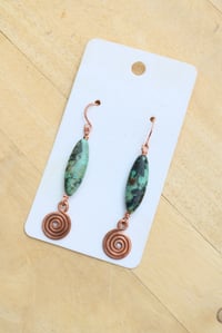 Image 4 of Copper + Swirly Beaded Earrings
