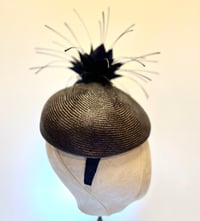 Image 2 of Navy headpiece w feather trim