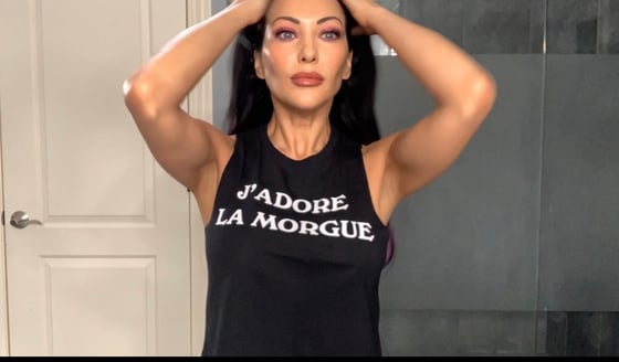 Image of J'ADORE LA MORGUE CROP RACERBACK