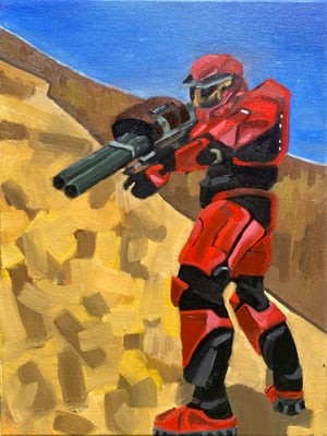 Red Spartan With Rockets. 