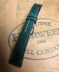 Image 2 of Green SECRET STITCHING Horween Shell Cordovan Watch Strap