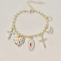 Image 2 of Nugget Heart & Virgen Charm  Bracelet