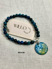 Image 4 of Blue tiger eye bracelet with enamel charm 