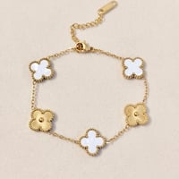 Image 2 of Gold & White Clover Bracelet