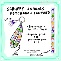 Image 2 of Scruffy Animals Wrist Strap + Lanyard