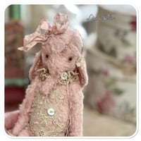 Image 3 of Handmade artist elephant in pink and vintage french lace