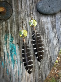 Image 1 of stamped brass feather earrings 