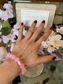 Image 3 of “True Love” 12mm Rose Quartz Bracelet with Rose Accent beads