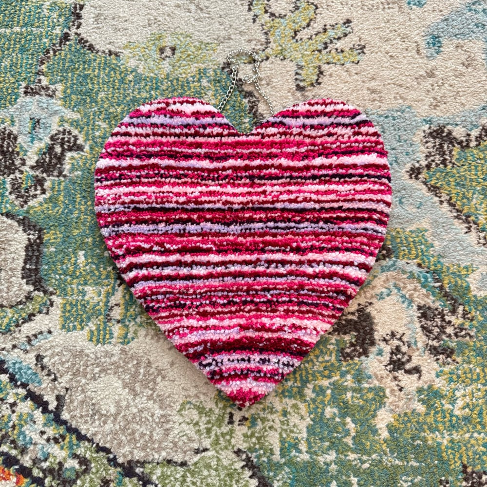 Image of Pink Static Heart Rug