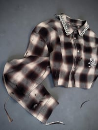 Image 3 of R Skull Crystal Flannel