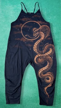 Image 1 of “QUEEN COBRA” BLEACH PAINTED BAGGY ROMPER MEDIUM