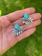 Image of Abstract Fern Jackets Large White Water Turquoise with Pyrite Studs Earrings