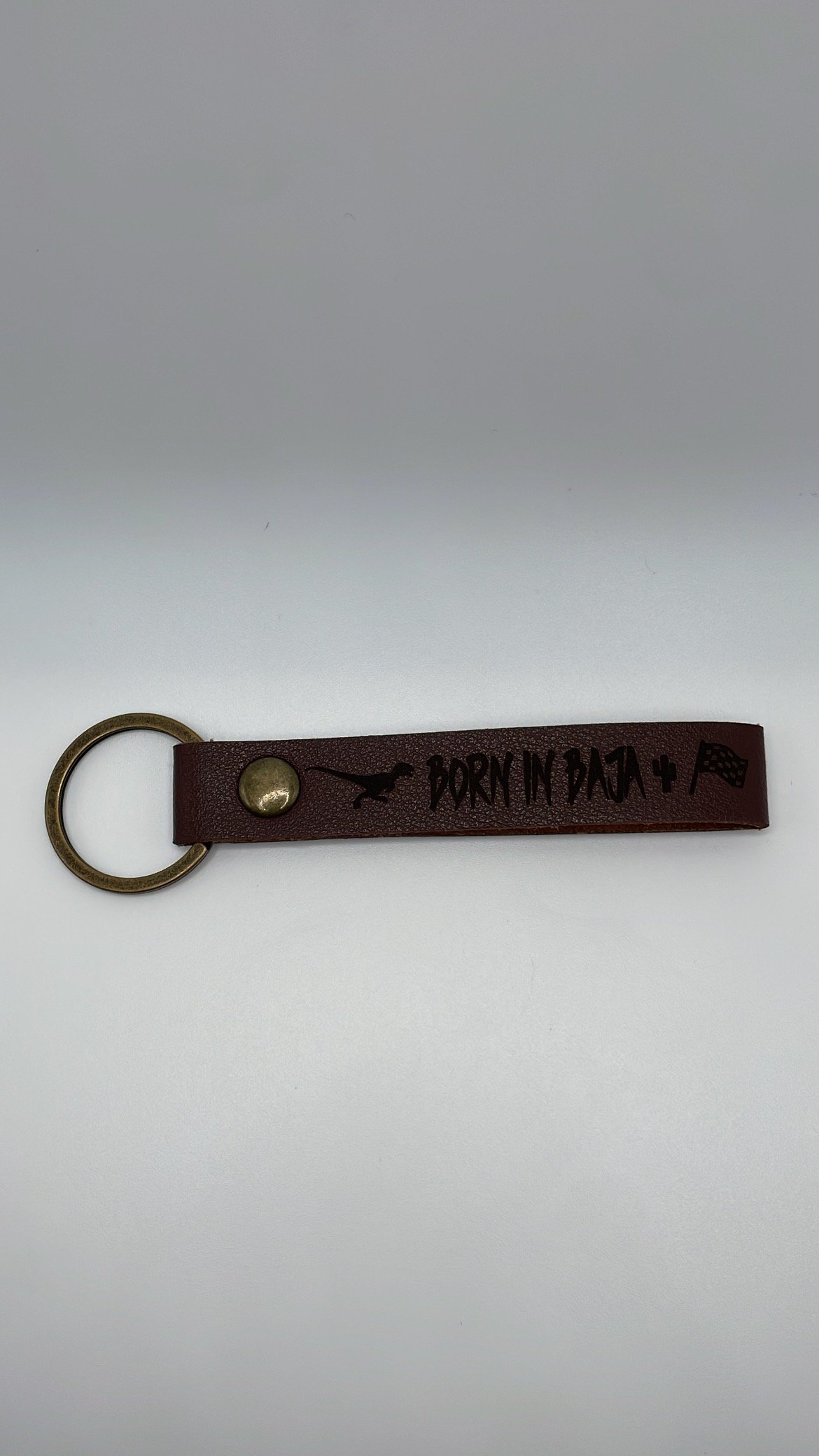 Image of Born in Baja Leather Key Chain 