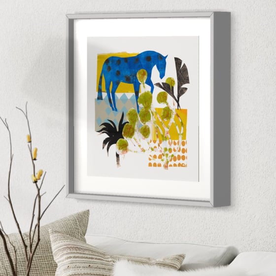 Image of Unframed Blue Moroccan Horse art print 