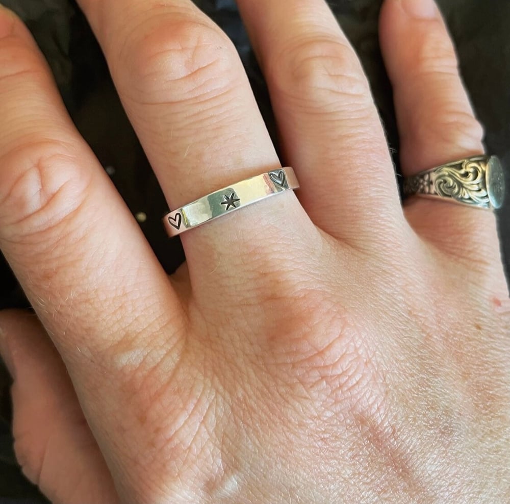 Sterling Silver Stars And Hearts Ring Handmade