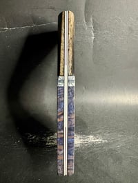 Image 4 of Giraffe Bone & Blue Redwood Burl Segmented Knife Scales